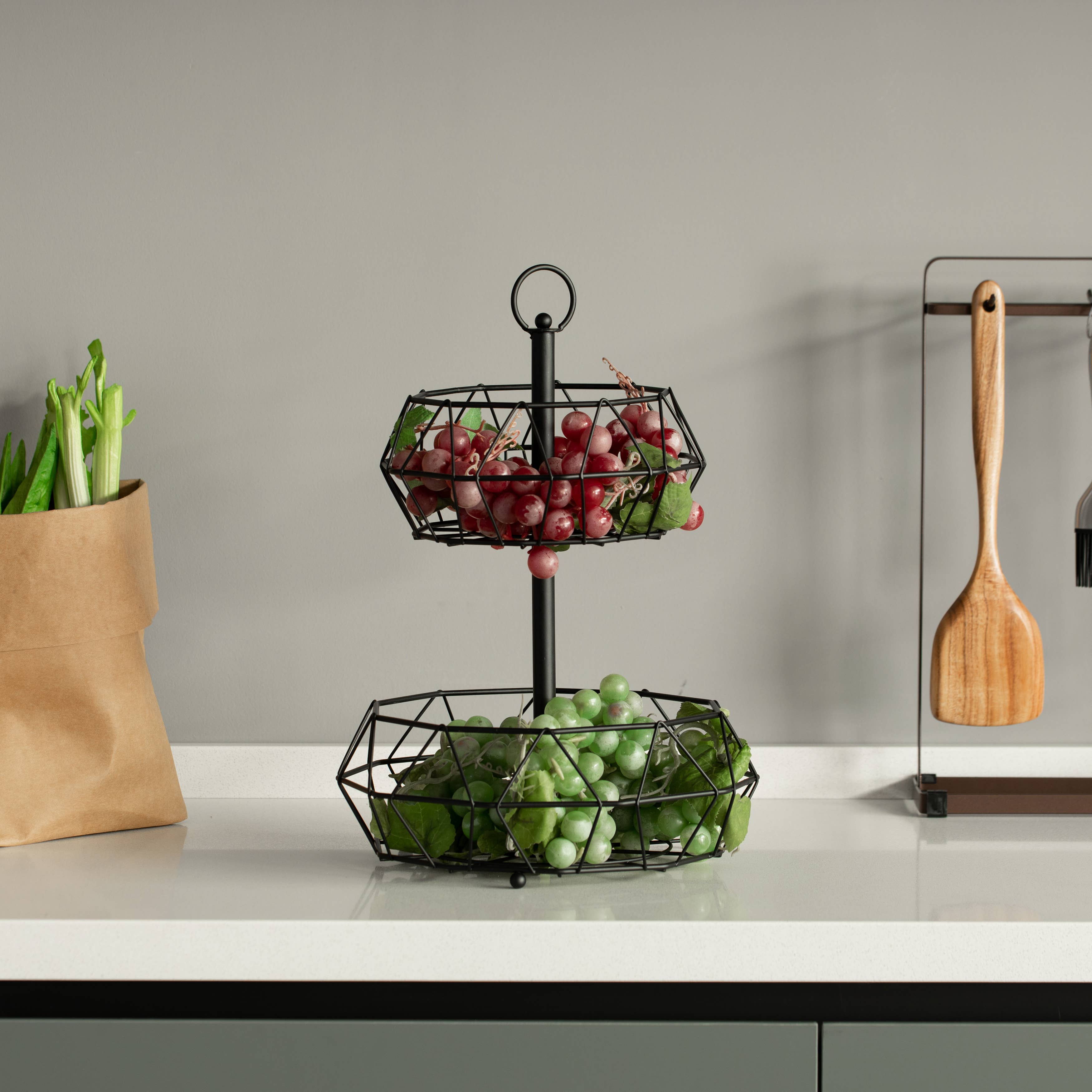 Quickway Imports - Wholesale Fruit Basket - 2 Tier Free Standing Countertop Fruit Basket for Kitchen1