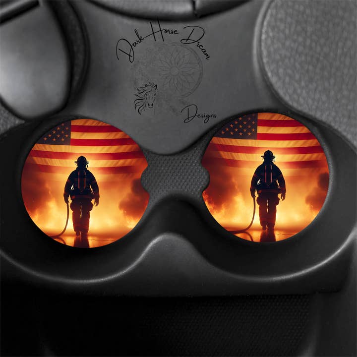 Bombero / Primer Respondedor / Posavasos para Coche para venta al por mayor de Dark Horse Dream Designs LLC
