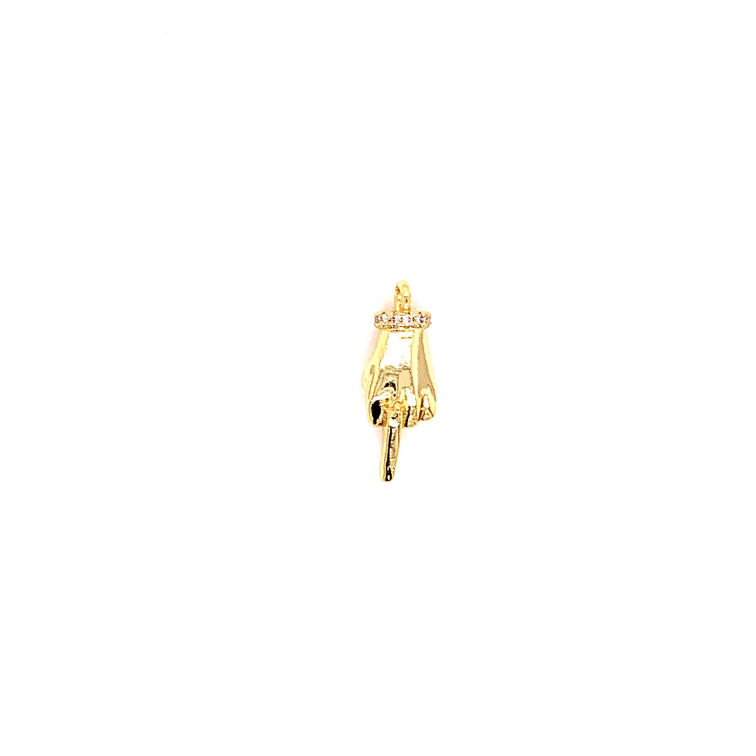 The Bead Bazaar - Wholesale Individual Charm/Pendant - F-You Hand Symbol Charm, I Love You Hand Gesture, Hand Gold2