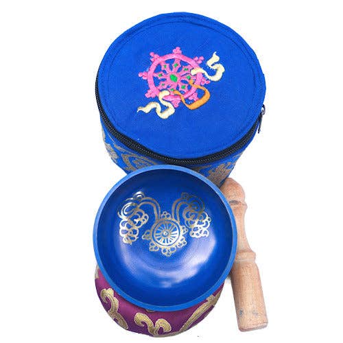 Blue singing bowl with gift Box 4" SB-129A for wholesale by Dorjebajra Tibet Shop