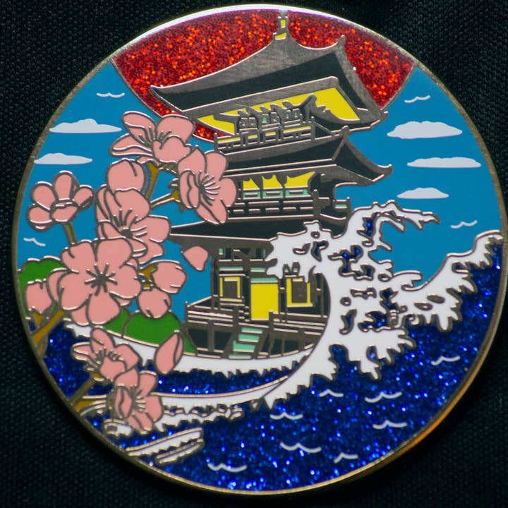 Sakura Temple Enamel Pin Deluxe for wholesale by Lillbits.com