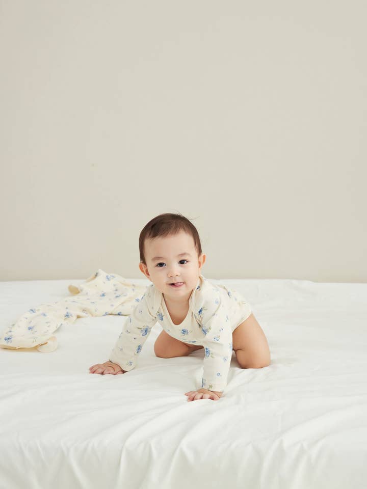 Norsu Organic - Wholesale Bodysuit (Non-Footed) - Baby - Baby Organic Long-sleeve Onesie-Blueberry1