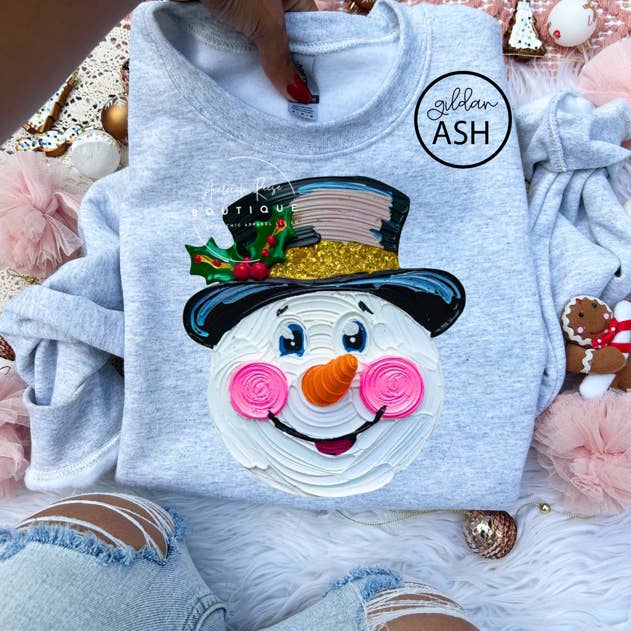 Trendy Chic Apparel LLC - Wholesale Graphic Sweatshirt - Women's - Jolly Snowman (Faux Painted) Sweatshirts & T-Shirts  2