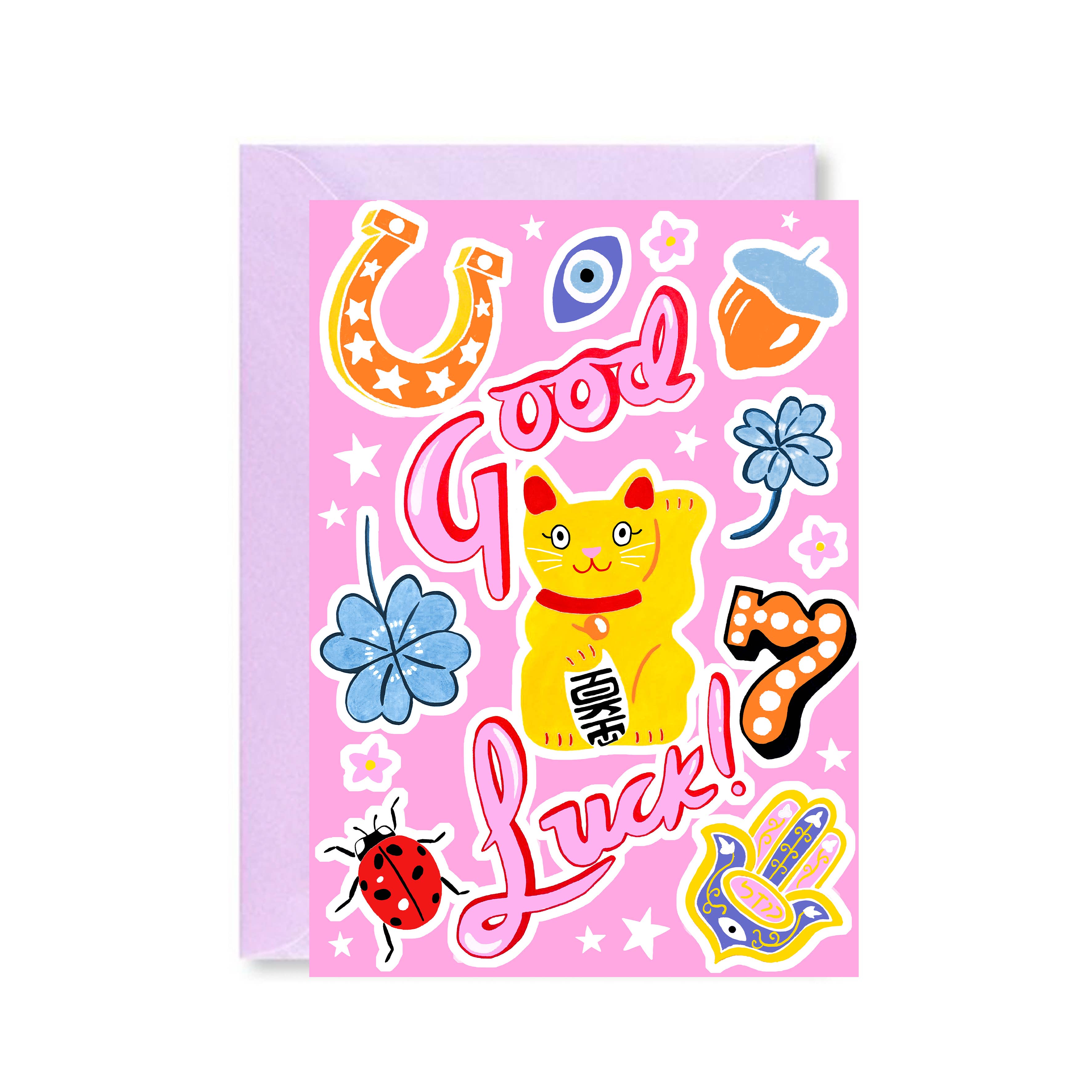 Ickaprint – wholesale Good Luck card – Good Luck cat card