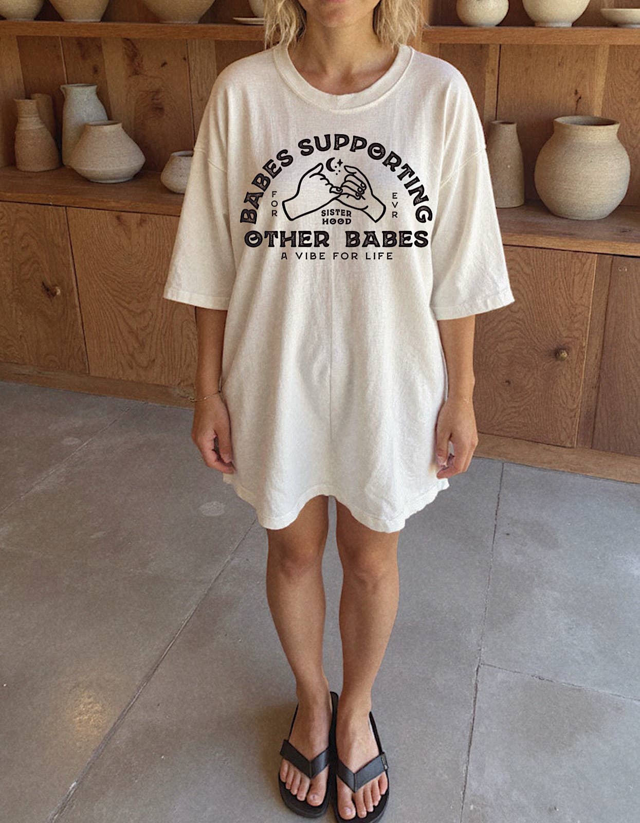 WE THE BABES - Wholesale T-Shirt (Graphic) - Women's - Babes Support Babes Feminist Tee  - Ivory2