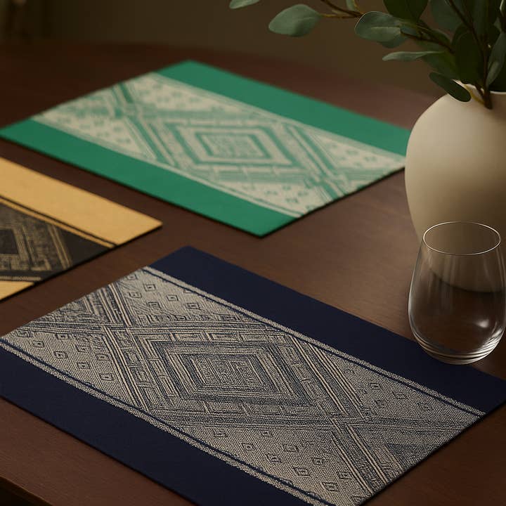 Fennco Styles - Wholesale Placemat - Woven Diamond Pattern Cotton Blend Placemat - 5 Colors 8