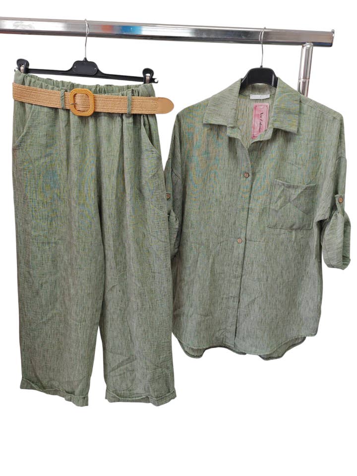 Superbia - Wholesale Top & Pant Set (NOT Loungewear) - Women's - Italian One Size Full Button Casual Set of 2 Shirt and Pant6