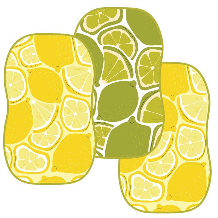 SPONGE 3" x 5" - SET OF 3 - Lemons & Lime for wholesale by Buzzee