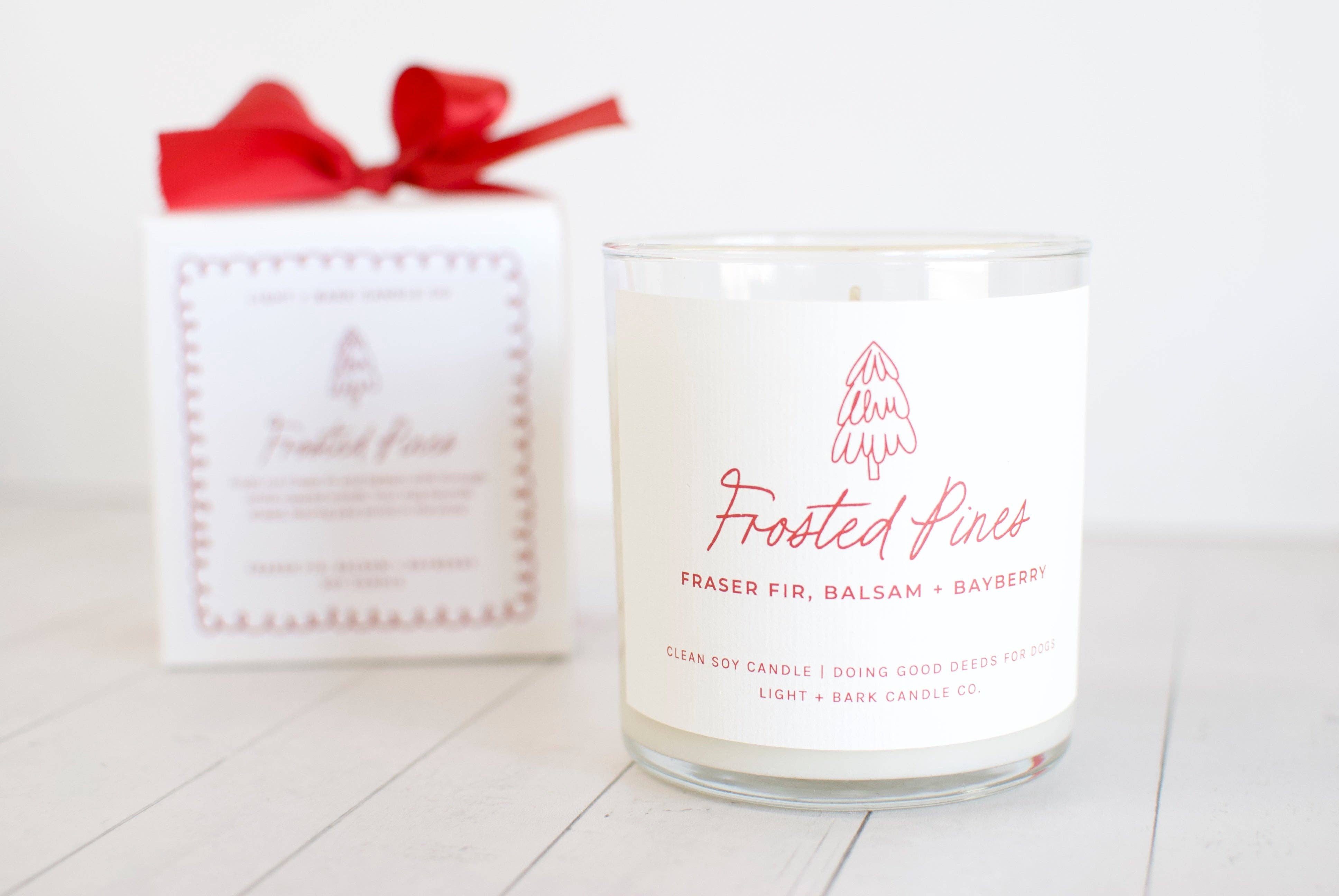 Light + Bark Candle Co. - Wholesale Jar/Filled Candle - Frosted Pines | Fraser Fir, Balsam + Bayberry Soy Candle1