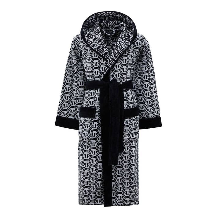 Badjas met Capuchon in Badstofpatroon Philipp Plein Modern voor wholesale door caleffi spa