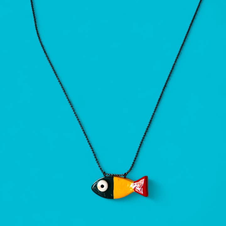 Thetis Art Studio - Wholesale Pendant/Charm Necklace - Ciondolo a forma di pesce in ceramica (con collana)2