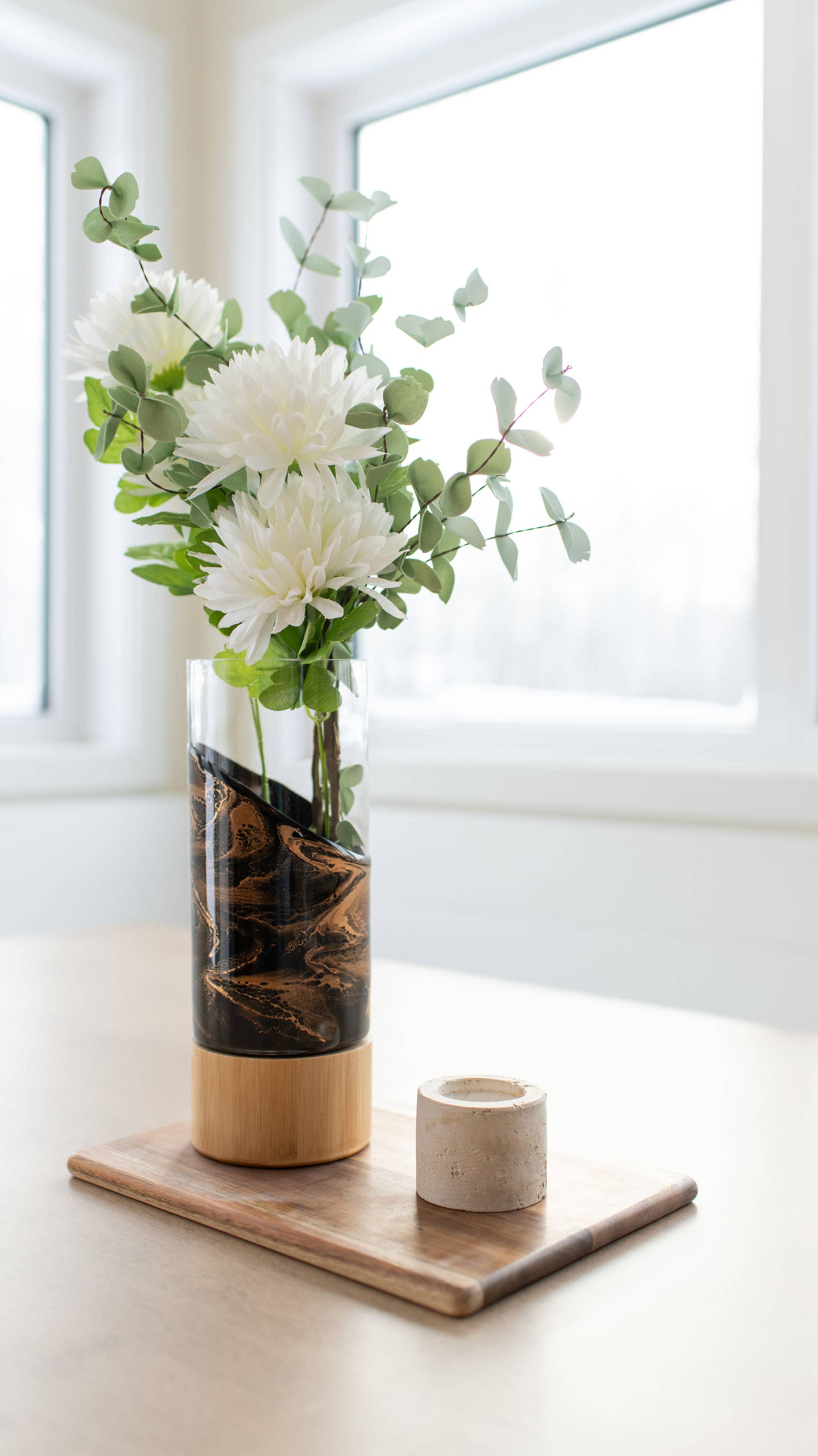 Lynn & Liana Designs - Wholesale Vase - NEW!!! Resin Accented Vase with Bamboo Base (NO TARIFFS)35