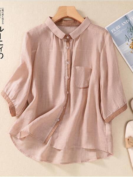 Whisper Mint - Wholesale Blouse - Women's - Color-block women's shirt slimming blouse