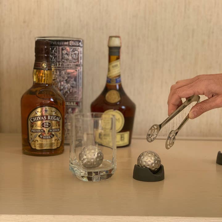 Fox Run Brands - Wholesale Drink Chilling Cubes - Outset 2 Golf Ball Whiskey Cubes with Tongs and Storage Bag