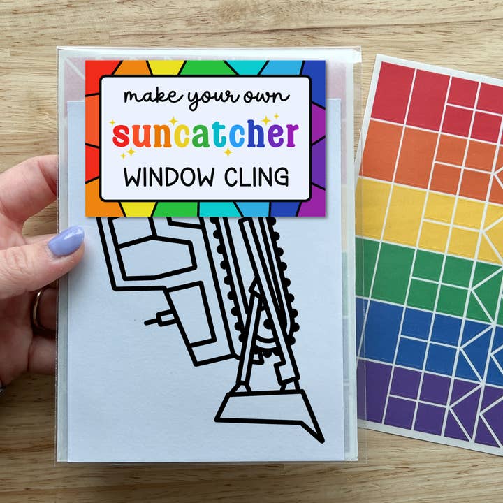 Bulldozer Suncatcher Sticker Craft Kit for Kids for wholesale by Calenlou Crafts