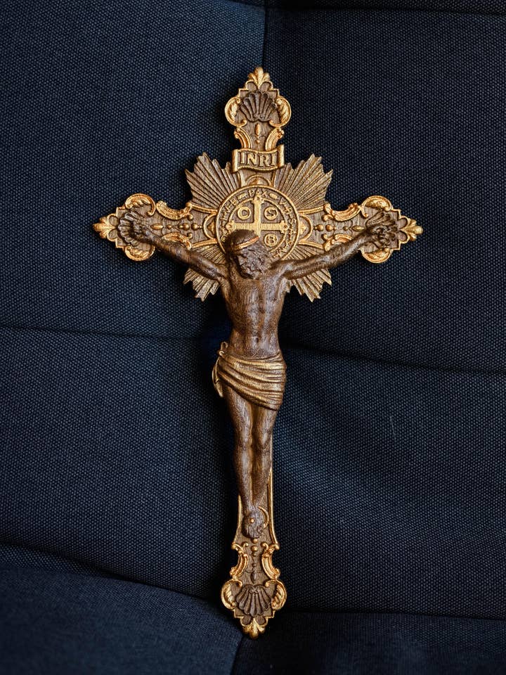 Handcrafted wooden wall cross elegant Jesus crucifix for wholesale by KozakWorkshop