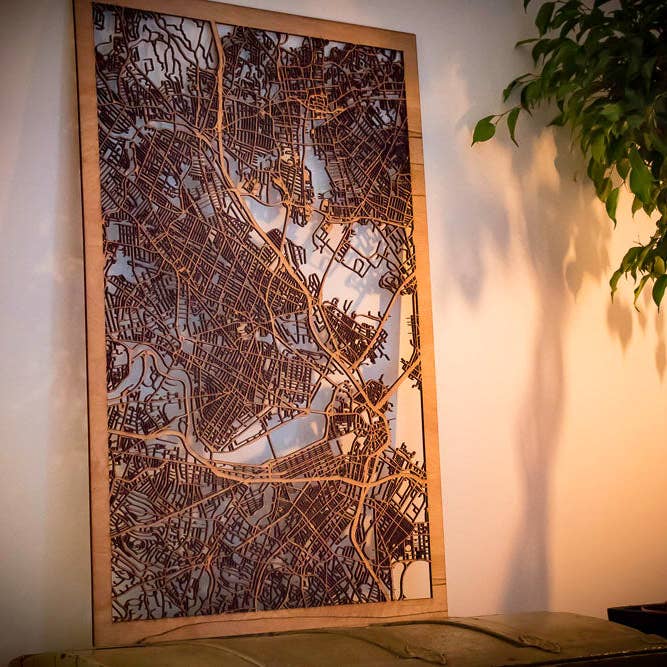 One Man One Garage - Wholesale Wall Accent - City Maps, Large 24x36" Perfect Housewarming Gift! Wooden Street Cutouts4