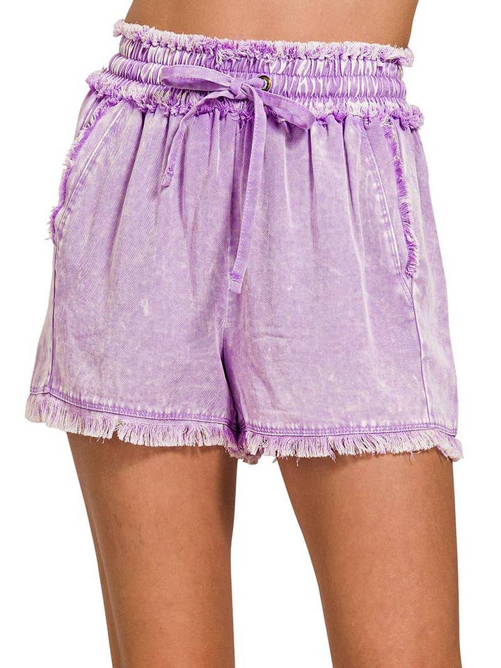 Tencel mineralvaskede korte bukser for engroshandel hos Vanilla Monkey