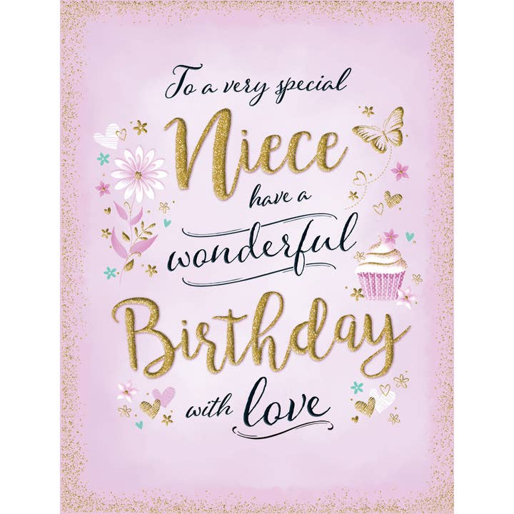 Piccadilly Greetings - Wholesale Birthday Card - Birthday Card, Niece, Cupcake On Pink