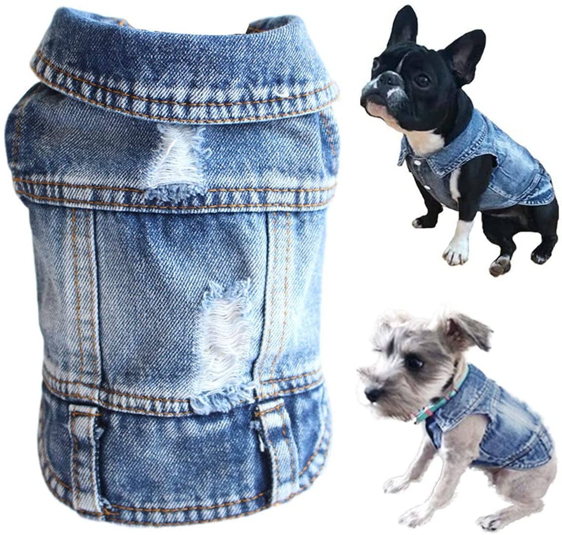 Furr-Baby Gifts - Wholesale Pet Sweater - Dog - Pet Dog Cat Blue Denim Jeans Jacket Coat Vest1