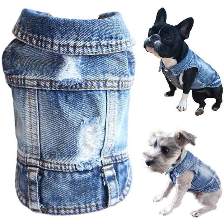 Furr-Baby Gifts - Wholesale Pet Sweater - Dog - Pet Dog Cat Blue Denim Jeans Jacket Coat Vest1