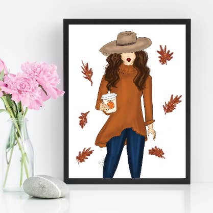 Sweater Weather Fall Illustration, Fall Wall Art, Autumn Art for wholesale by PLTStudio