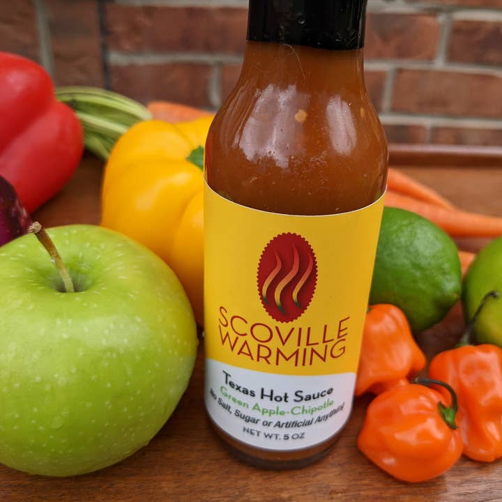 Scoville Warming - Wholesale Hot Sauce - Scoville Warming Texas Hot Sauce Green Apple Chipotle4