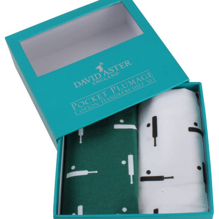 Green & White Cricket Print Handkerchief Set for wholesale by Dalaco - incorporating David Aster