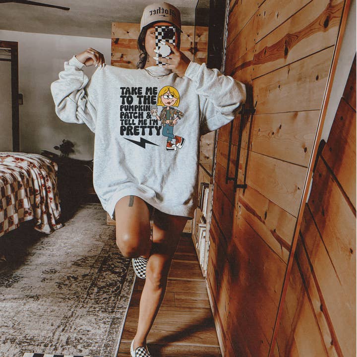 Take me to the pumpkin patch ash Graphic crew for wholesale by H+P Wholesale