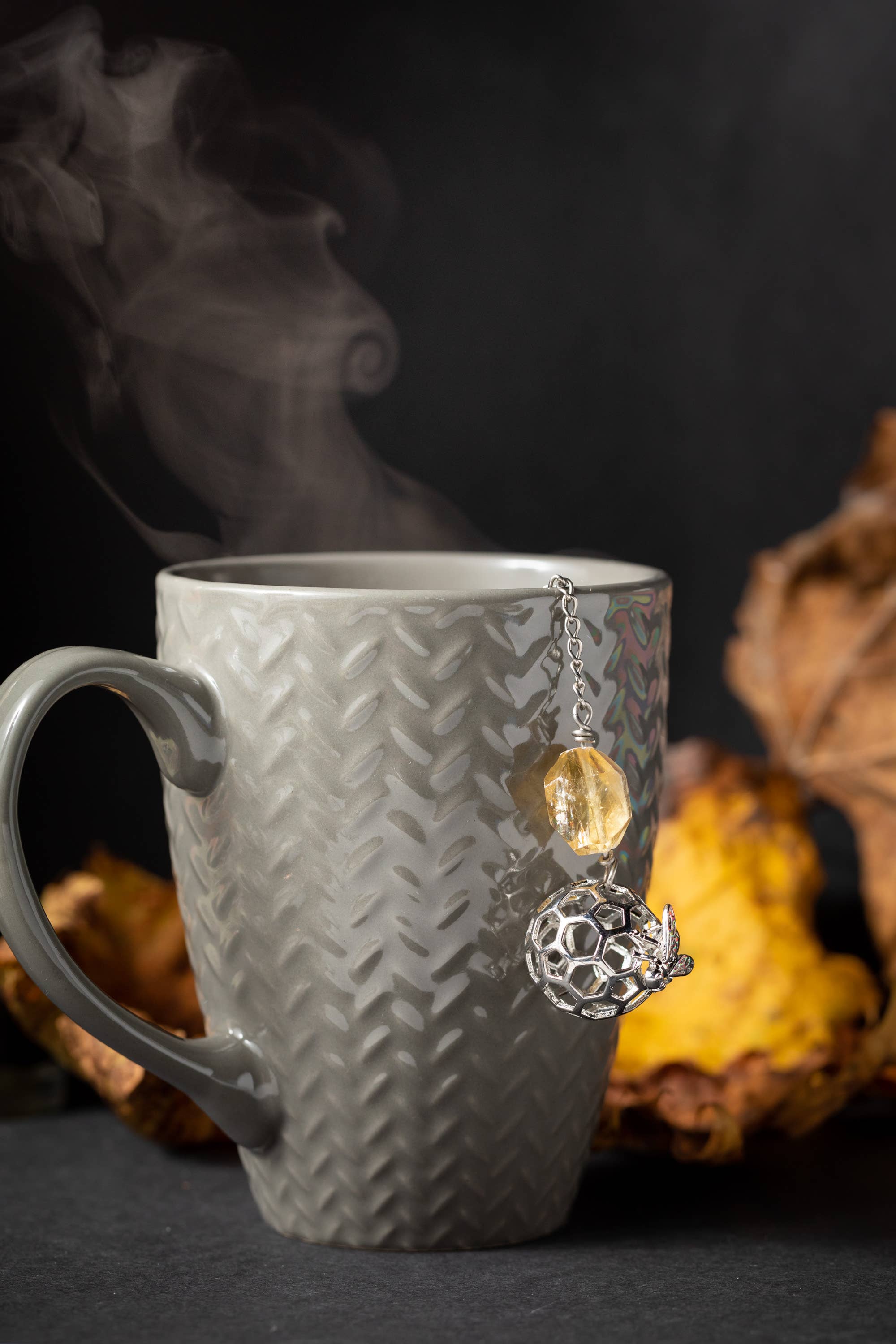 Kinley Jewelry - Wholesale Tea Strainer/Infuser - Tea Infuser Honey Bee Charmed with Honey Calcite Stone Gift1