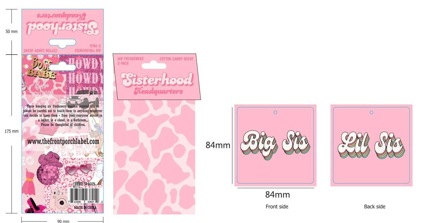 The Front Porch Label – Engroshandel Luftfrisker til bilen – til kvinder – Big Sis Lil Sis Luftfriskere5