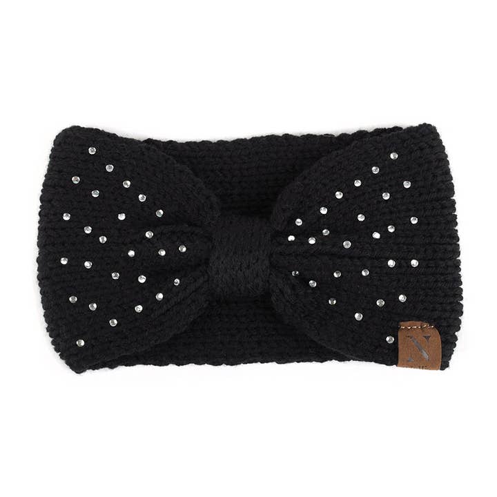 Selini New York - Wholesale Fashion Headband - Women's - Women's Rhinestone Knotted Knit Winter Headband Ear Warmer