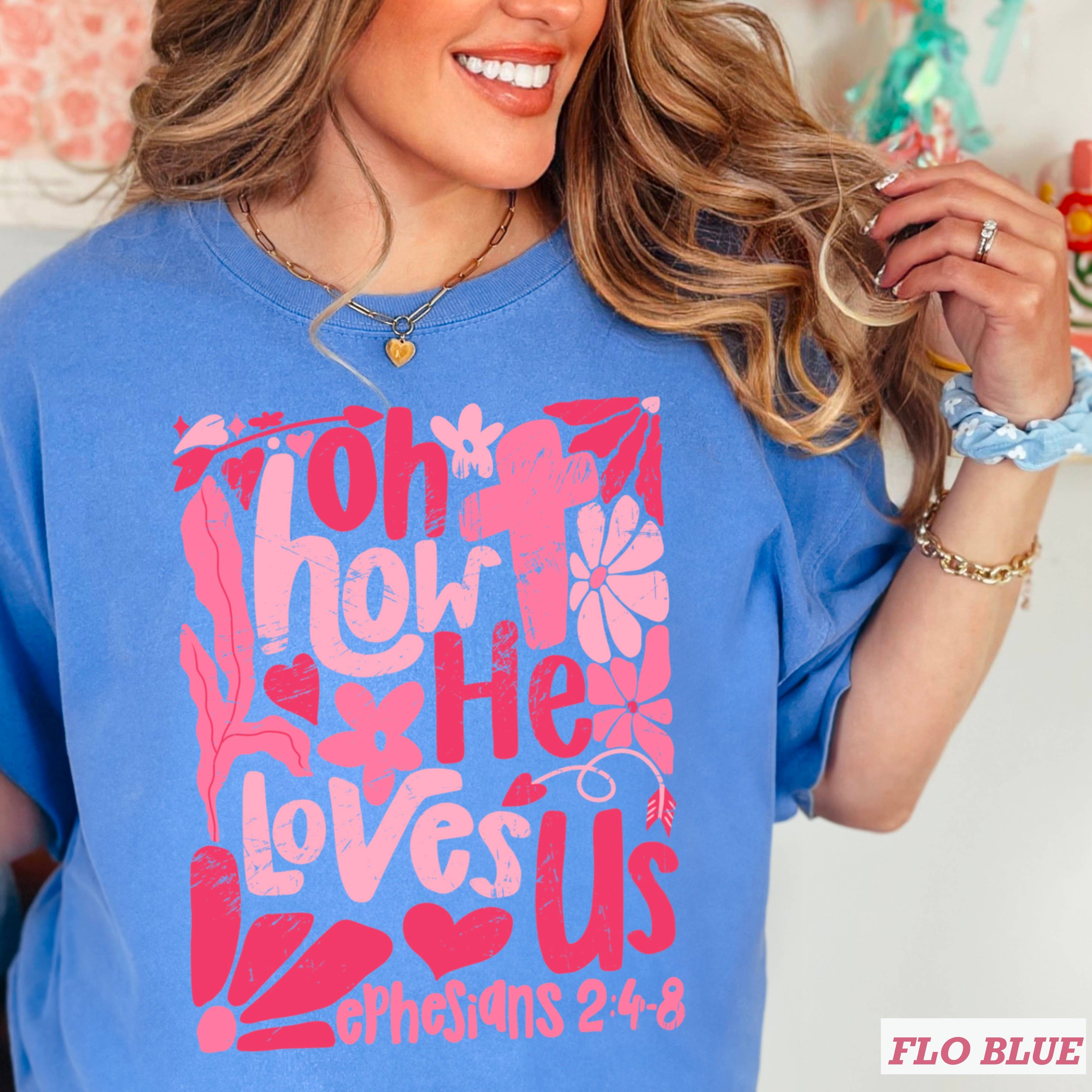 Shoppe SHC - Vendita all'ingrosso Maglietta stampata - Donna - Oh Come Egli Ci Ama Maglietta Grafica Cristiana | Comfort Colors11