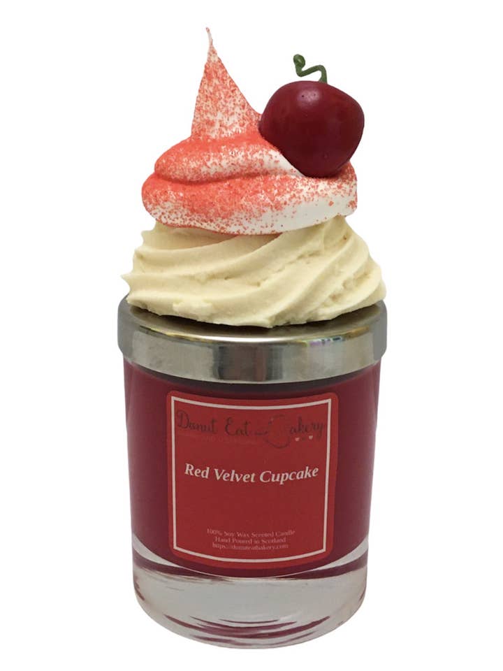 Red Velvet Cupcake Candle for wholesale by Donut Eat Bakery
