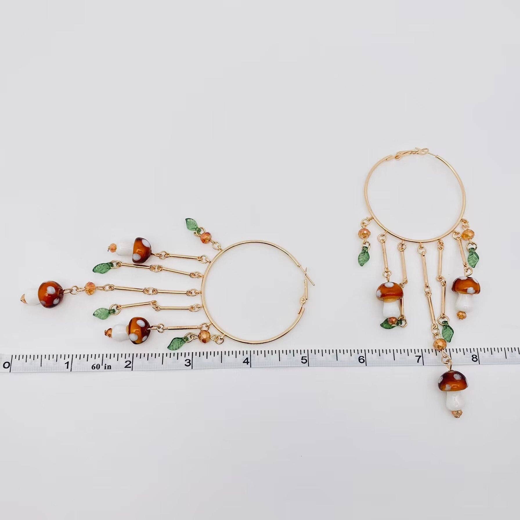 Mio Queena – wholesale Dangle earrings – Mushroom Charm Tassel Large Ring Hoop Earrings2