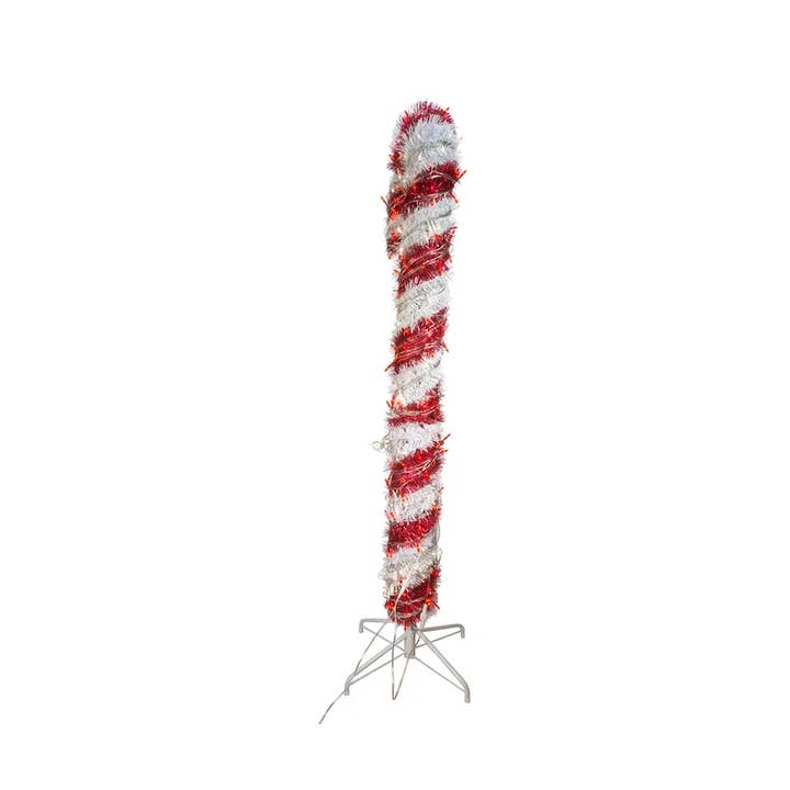 Kurt S. Adler, Inc. - Wholesale Christmas Decoration - 5-Foot Pre-Lit Red and White LED Tinsel Candy Cane