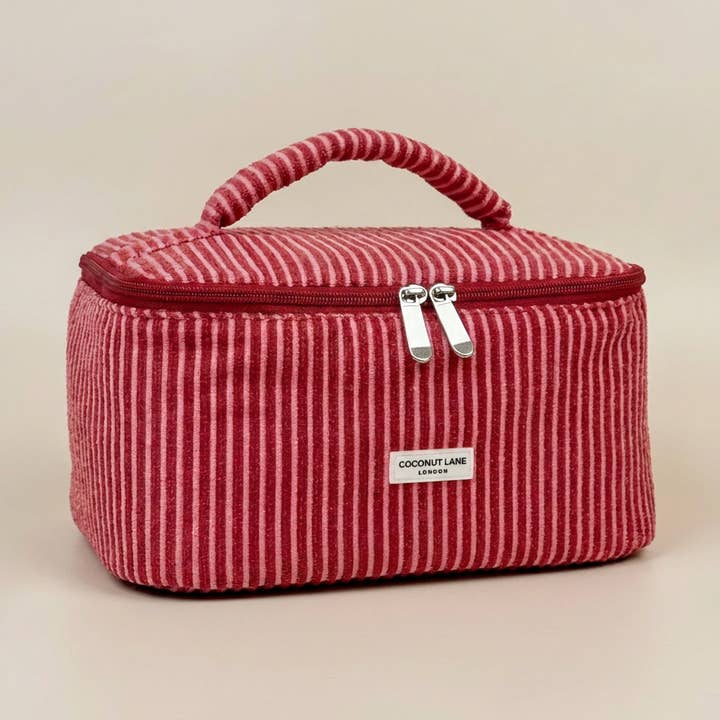 Travel Towel Vanity Case - Mulberry Stripes for wholesale by Coconut Lane