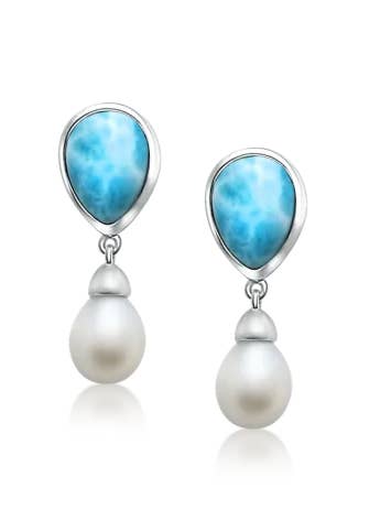 Larimar Earrings Perla del Mar for wholesale by Larimar Magic