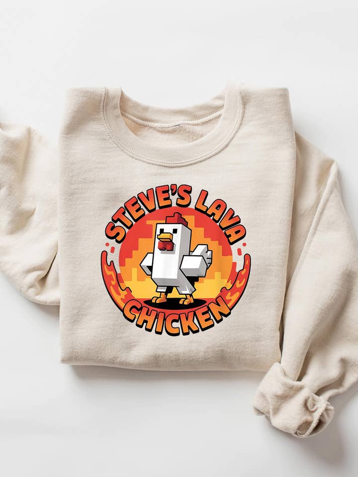 TheKingShirt - Wholesale Graphic Sweatshirt - Women's - Steve's Lava Chicken Minecraft Movie Graphic Tee