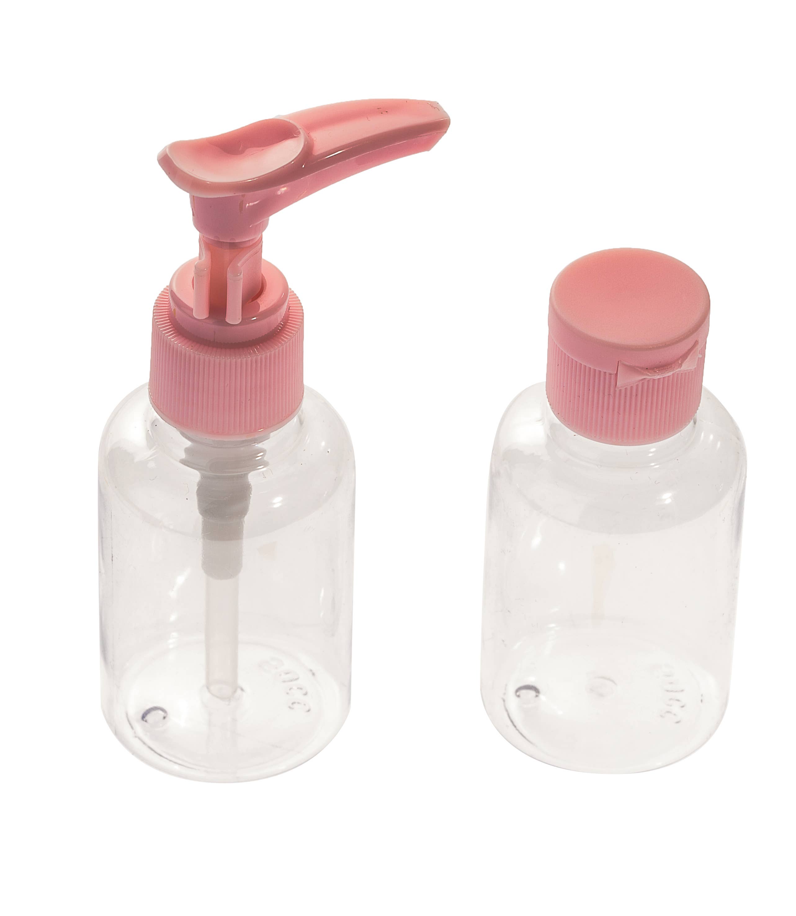STELLA GREEN - Wholesale Travel container - Travel Kit - Refillable Bottles with Pink And Blue Cap