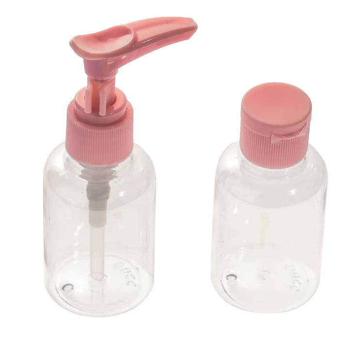 STELLA GREEN - Wholesale Travel container - Travel Kit - Refillable Bottles with Pink And Blue Cap0