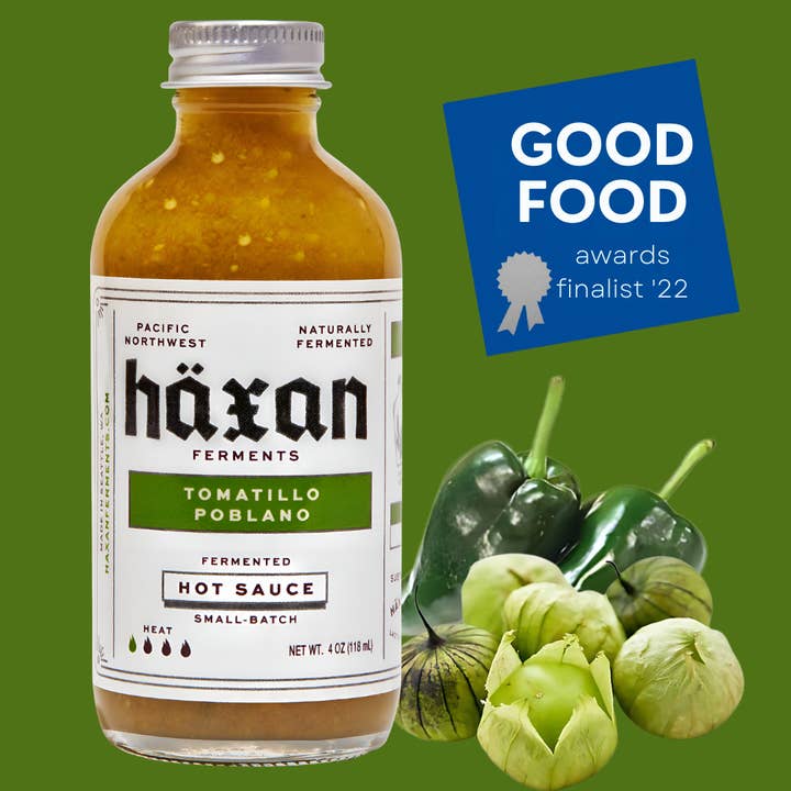 Tomatillo Poblano Gourmet Hot Sauce - Zesty Verde for wholesale by Haxan Ferments