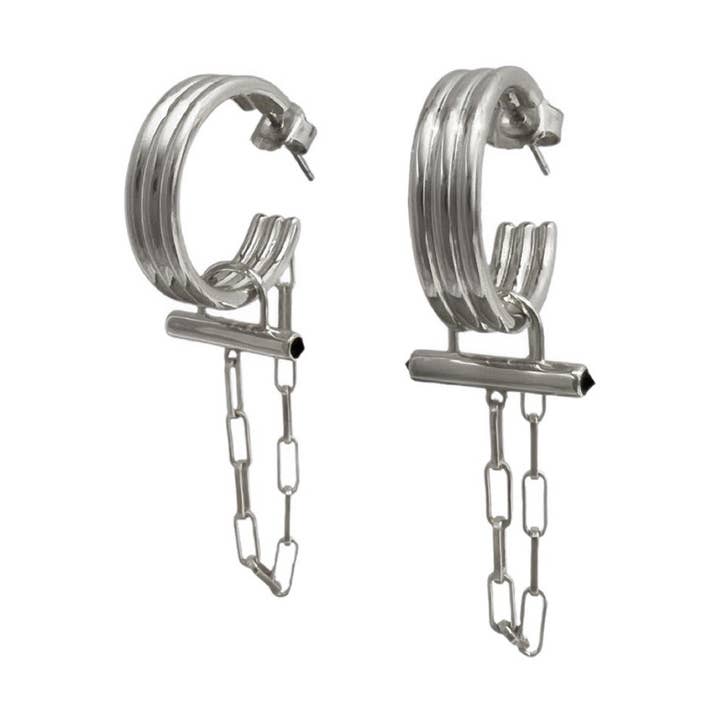 Adira Crystal Rod Hoepeloorbellen zilver voor wholesale door CVLCHA