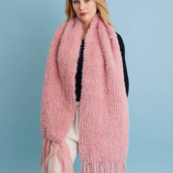 Leto Accessories - Wholesale Scarf - Women's - Ultra Soft Boucle Fringe Blanket Scarf