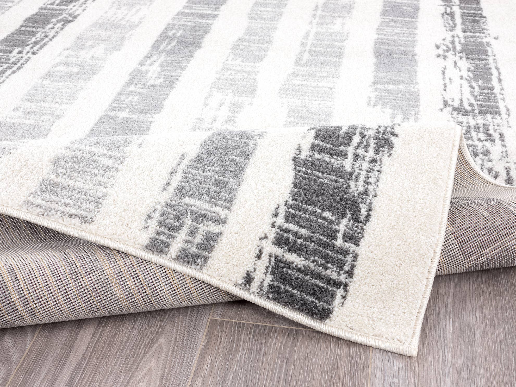 Abani Rugs - Wholesale Area Rug - Abani Casa CAS110A - Ivory and Grey Faded Stripes4