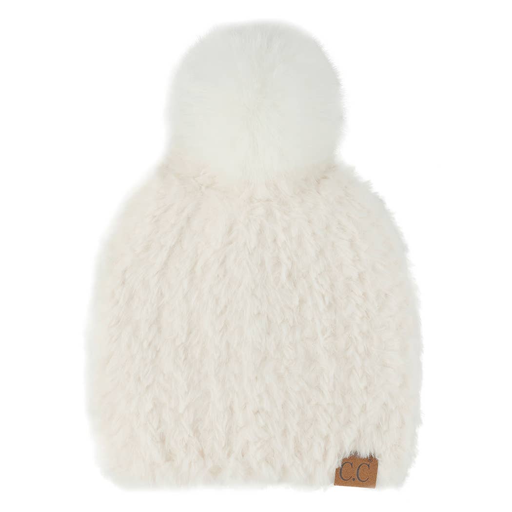 Fashion City – wholesale Beanie – Women's – Faux Fur Beanie with Pom Pom2