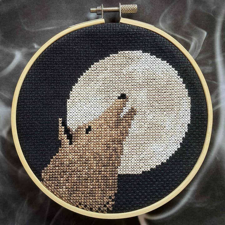 Werewolf Cross Stitch Kit, Halloween Crafts for wholesale by Knit Knot Krafts