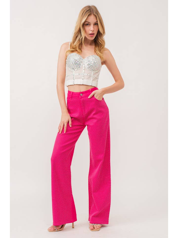 KIWI - Wholesale Jeans - Dames - IP2847 - Stretch spijkerbroek met hotfix strass-steentjes8