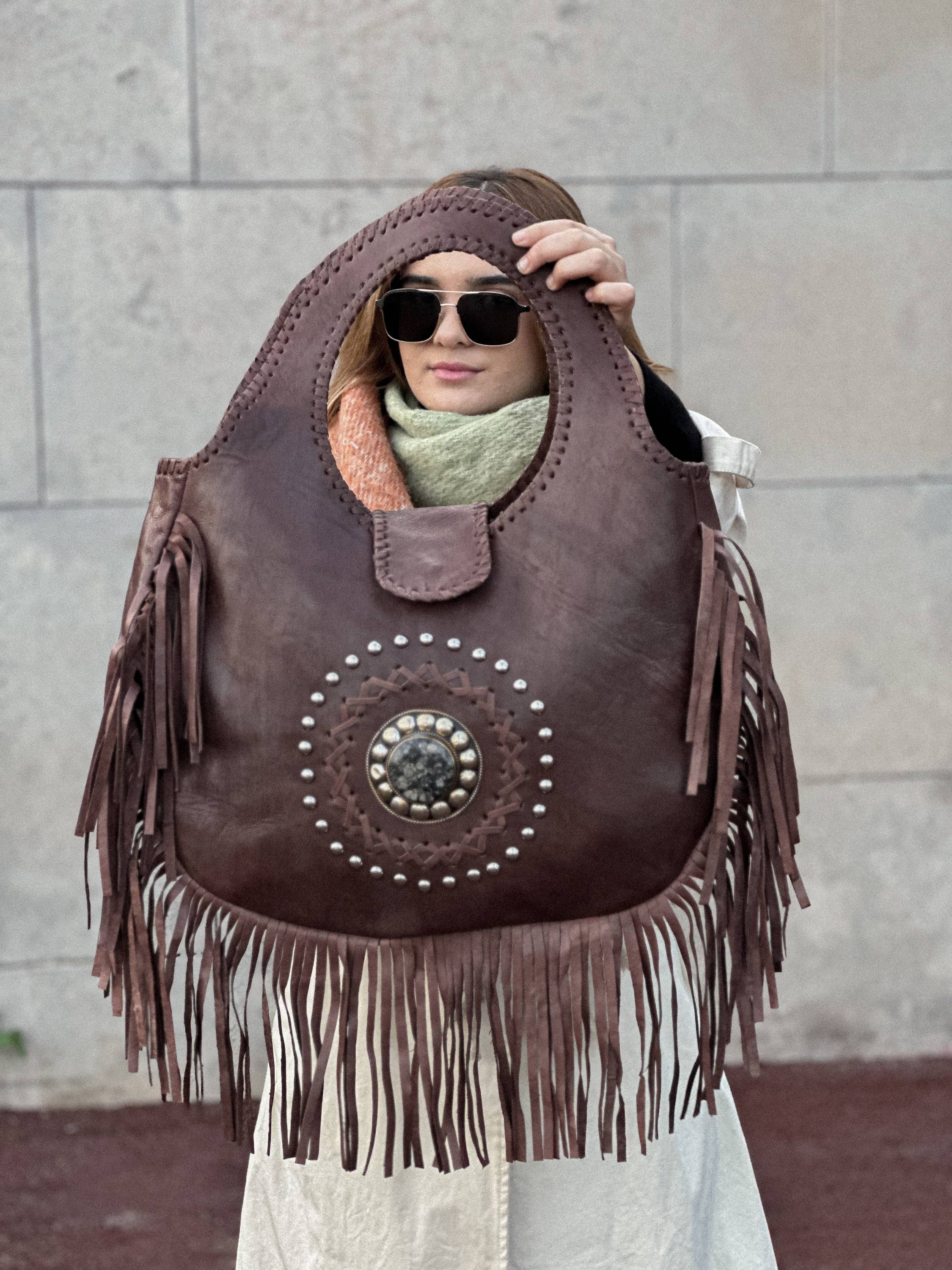 Berberwoolrug – wholesale Shoulder bag – women's – Handmade Soft Leather Gypsy Bag | Bohemian Fringe purse 9