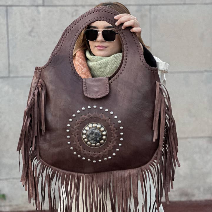 Berberwoolrug – wholesale Shoulder bag – women's – Handmade Soft Leather Gypsy Bag | Bohemian Fringe purse 9